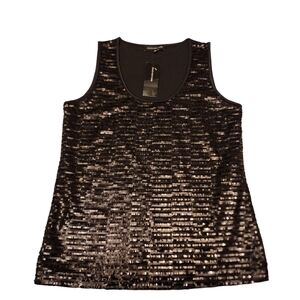 Jones New York Black Sequin Sleeveless Top Size M NWT